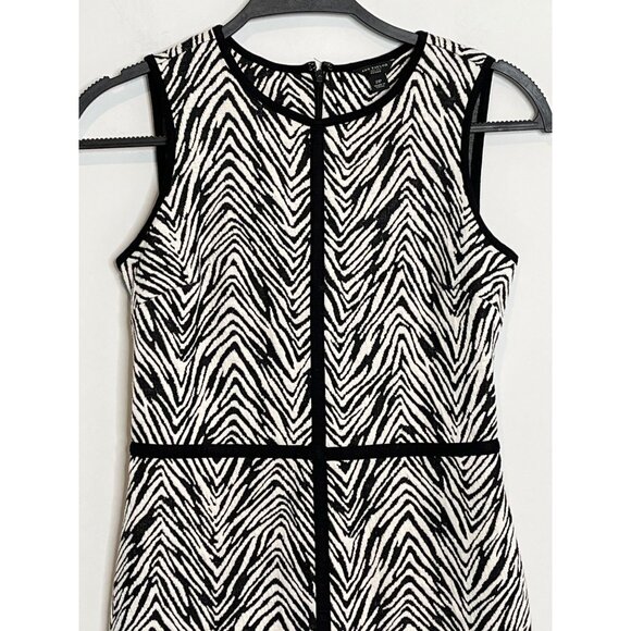 Ann Taylor Zebra Print Sheath Dress Petite 2P Black White Sleeveless Work - Picture 5 of 12